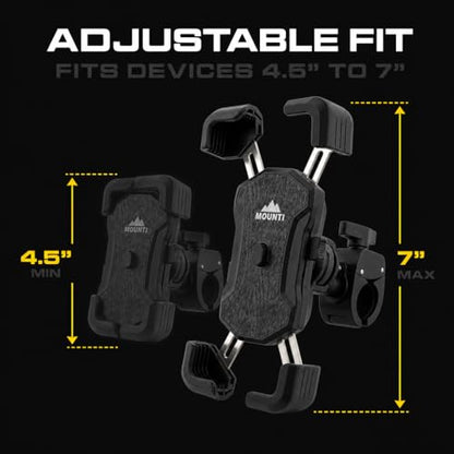Cycle Phone Mount, 4.5-7" Smart Phones, Handlebar Grip Mount with Vibration Dampening System, Secure Quick-Release Design for Motorcycles and Bicycles