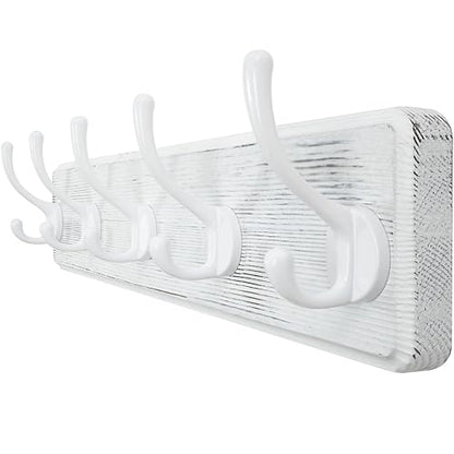 WEBI Coat Rack Wall Mount,Coat Hooks Wall Mounted,16" Hole to Hole,Large Coat Hanger Wall Hook Rack,5 Hooks for Hanging Coats,Hats,Jacket,Clothes,White - color: White Wood/White Hook, size: 17.3 Inch-5 Hooks