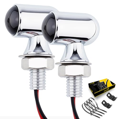 TSUNG Mini Motorcycle Turn Signals Light LED Micro Blinkers for Front/Rear Universal Aftermarket Small Indicator for Cafe Racer Bobber Cruiser Street Bikes (Chrome-Smoke Lens) - color: Chrome