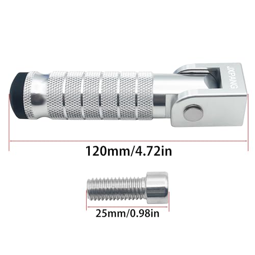 Universal Motorcycle Bicycle Folding Passenger Foot Pegs M8 Rearsets Rear Set Footrests Footpeg Foot Rest Peg Pedals For Bike Install Hole 8mm (Silver) - color: Silver
