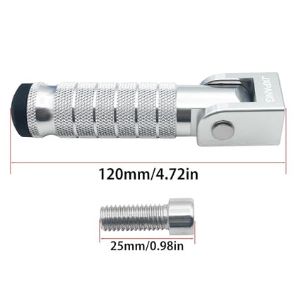 Universal Motorcycle Bicycle Folding Passenger Foot Pegs M8 Rearsets Rear Set Footrests Footpeg Foot Rest Peg Pedals For Bike Install Hole 8mm (Silver) - color: Silver