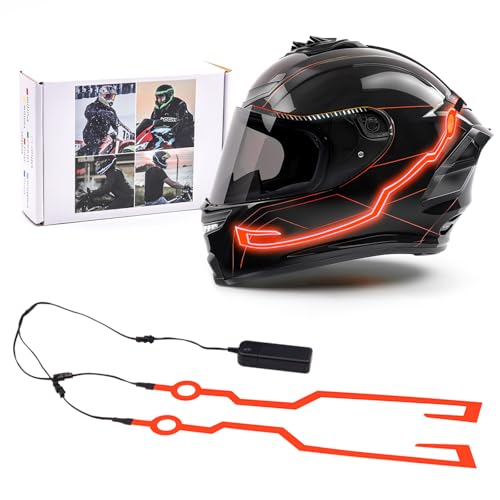 Motorcycle Helmet Light, 3 Modes Driving Brake EL Light Strips for Motorcycle Helmet DIY Waterproof Night Riding Signal (Red)