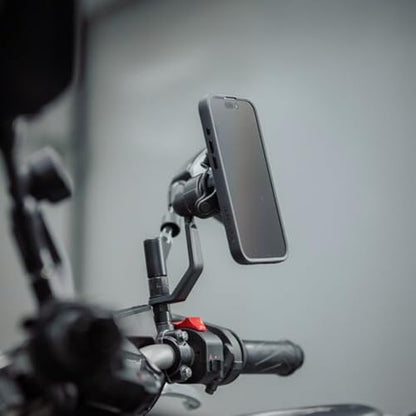 Quad Lock Mirror Stem Motorcycle Phone Mount Kit with Vibration Dampener and MAG Universal Adaptor - size: Mirror Stem Mount