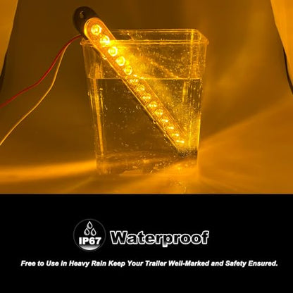 10" LED Amber Trailer LED Turn Signal Light Bar Strip Aluminum Alloy Base Side Marker Tail Lights Assembly for Truck RV Marine Boats, 15 LEDs 2Pcs - color: Amber
