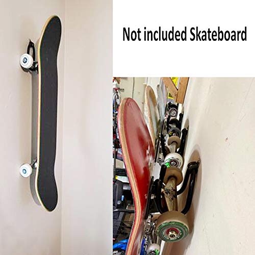 Pmsanzay Skateboard Wall Mount Wall Hanger Rack Storage Display Holder - for Storage Your Skateboard or Longboard and Helmet - Easy to Install - Hold up to 20 KG. (40LBS) - 2/PK