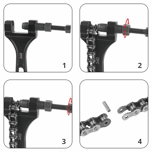 DYC Chain Breaker Tool 420-530 (Separate Pin Design) with 2 Replaceable Cutting Pins & Hex Key for 40/410/415/420/428/50/520/525/530 Roller Chains, Motorcycle ATV Mini Bike Dirt Bike Go Kart Bicycle - size: Chain Breaker 420-530