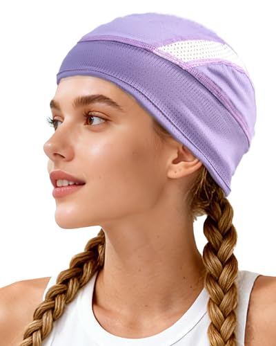 Cooling Skull Cap Helmet Liner-Lightweigh Mesh Sweat Wicking Beanie Caps for Hard Hat,Motorcycle,Cycling,Running - color: 1-light Purple