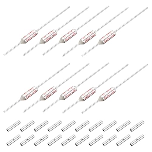 MECCANIXITY 10 Pcs Metal Temperature Thermal Fuse SF77 77C 170.6F 10A 250V Cutoff Thermal Fuse with 20 Pcs BN1.25 Bare Terminal Butt Connector - style: SF77