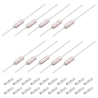 MECCANIXITY 10 Pcs Metal Temperature Thermal Fuse SF77 77C 170.6F 10A 250V Cutoff Thermal Fuse with 20 Pcs BN1.25 Bare Terminal Butt Connector - style: SF77
