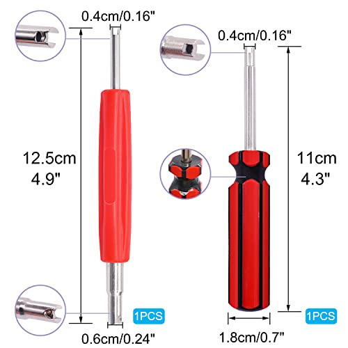 64PCS Tire Valve Stem Removal Tool Kit - 40PCS Tire Valve Cores, 20PCS Valve Stem Caps, 4-Way Valve Tool, Single and Dual Heads Valve Core Remover Tire Repair Tool - size: 64PCS