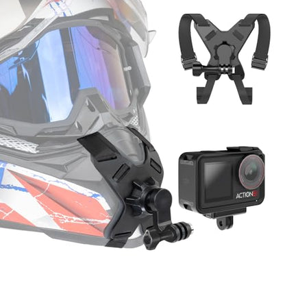 DJI Action 6 Helmet Chin Mount, Motorcycle Chin Strap Attachment with Extension Arm Dirt Bike Holder Compatible with GoPro Hero 13/12/11/10,DJI Osmo Action 6 2 3 4 5 pro - color: X-shaped Chin Mount