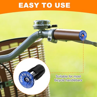 HARFINGTON Bike Handlebar End Plugs Aluminum Bar End Caps 16-21mm Adjustment Expanding Locking with Tool for MTB Road BMX Fixed Gear Bike, Blue - color: Blue
