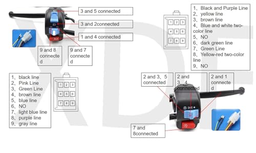 XDF 1 Pair 12V Waterproof Motorcycle Left and Right Handlebar Control Switch Horn Turn Signal Compatible for Chinese GY6 50cc 125cc 150cc Moped Scooter (Size: One Lever)