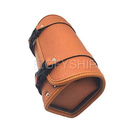 Motorcycle Fork Bag Orange Waterproof Motorbike Tool Bag Handlebar Bag PU Leather Saddlebag Front Rear Storage Tool Pouch