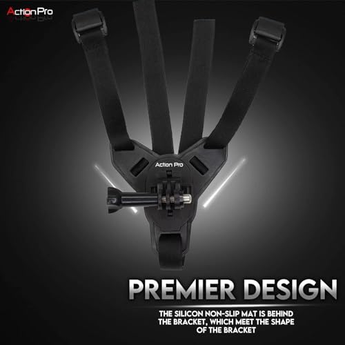 Action Pro™ Motorcycle Helmet Chin Strap Mount Compatible with GoPro Hero 12, 11, 10, 9, 8, 7, (2018), 6, Hero Black, DJI Osmo Action 3/2, Insta 360, Session, Xiaomi Yi, SJCAM (Black) - color: Black