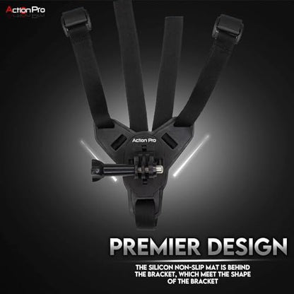 Action Pro™ Motorcycle Helmet Chin Strap Mount Compatible with GoPro Hero 12, 11, 10, 9, 8, 7, (2018), 6, Hero Black, DJI Osmo Action 3/2, Insta 360, Session, Xiaomi Yi, SJCAM (Black) - color: Black