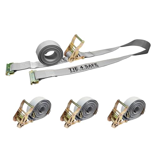 Mega Cargo Control 2 Inch x 16 Foot Gray E-Track Tie Downs, 4 Pack Logistic ETrack Straps with Spring Fittings - Heavy Duty Cargo Straps for Trailer, Truck, Motorcycle - color: Gray, size: 4 Pack