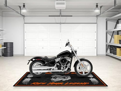 Garage Mat with Ride Your Legend Lettering Chopper, Cruiser and Custom Motorcycles, Parking Mat, Washable Non-Slip Garage and Showroom Floor Carpet | Size 1 : 86.6 x 39.4/220 x 100 cm - size: 3'3" x 7'3" (Oblong)