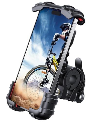 Lamicall Bike Phone Holder, Motorcycle Phone Mount - Motorcycle Handlebar Cell Phone Clamp, Scooter Phone Clip for iPhone 14 Plus/Pro Max, 13 Pro Max, S9, S10 and More 4.7" - 6.8" Smartphones, Red - color: Red
