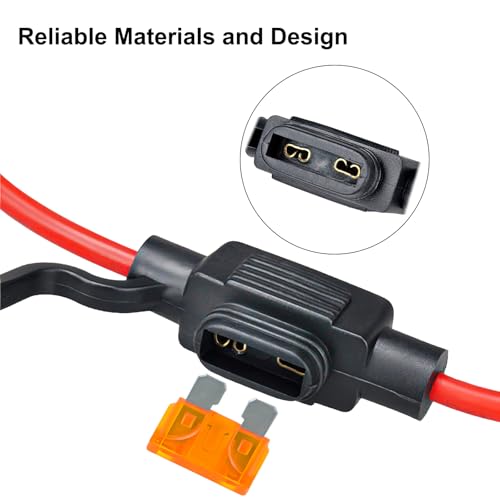MuHize 12AWG Inline Fuse Holder - Premium Waterproof Automotive Blade Fuse Holder with 5A Standard Fuses ATC/ATO, 5 Pack Line Fuses Holders for Automotive Marine RV