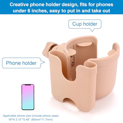 Accmor Stroller Cup Holder with Phone Holder, Bike Cup Holder, Universal Cup Holder for Uppababy Nuna Doona Strollers, 2-in-1 Cup Holder for Walker, Wheelchair, Scooter - color: All Pink & All Pink