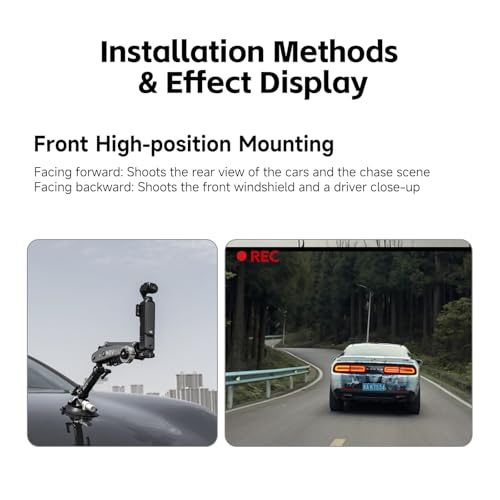 Movmax Blade Arm for DJI Pocket 3, Insta 360, and GoPro Hero 12 Cameras with N2 Arm Technology and Universal Locking Screw - style: Car Suction Cup Kits