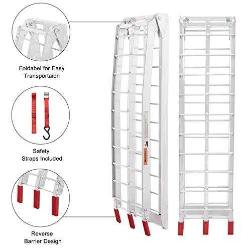 1pc 7.5' Motorcycle ramp Aluminum Arched Foldable Folding Loading ATV Dirt Bike Ramp 750Lbs Capacity