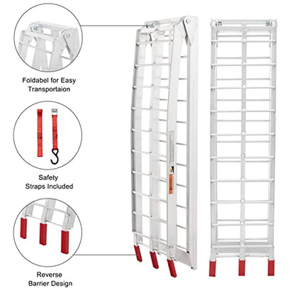 1pc 7.5' Motorcycle ramp Aluminum Arched Foldable Folding Loading ATV Dirt Bike Ramp 750Lbs Capacity
