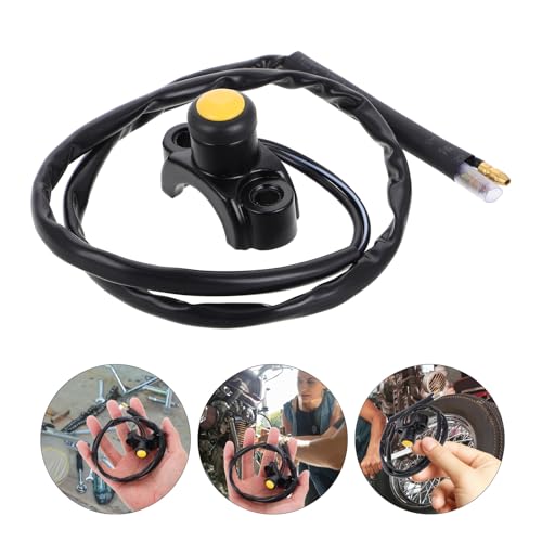Universal Waterproof Motorcycle Handlebar Control Switch, Multi-Function On/Off Button for ATV, Motorbike Light and Horn Control with Yellow Push Button, Suitable for Off-Road