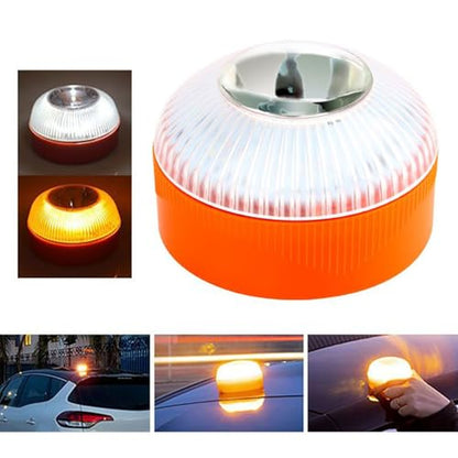 Warning Light with Magnetic Base, Increase Night Visibility, 8.7x8.7x6cm, Led Flashing Light, Car Warning Strobe, Easy to Use, for Rv Roof Motorcycle Truck Car Roadside Cycling