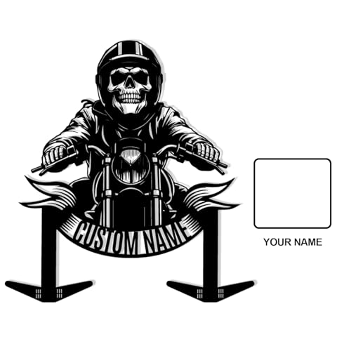 Dyoart Custom Metal Motorcycle Helmet Holder Wall Mount, Personalized Name Helmet Display Organizer with Hooks, Metal Helmet Hanger, Helmet Holder for Bike Tactical Gear Helmet Coats Caps - color: Style 03