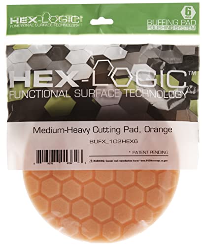 Chemical Guys BUFX_102HEX6 BUFX_102_HEX6 Hex-Logic Medium-Heavy Cutting Pad, Orange (6.5 Inch Pad Made for 6 Inch Backing Plates), 1 Pad Included - size: 6.5 Inch Pad (1 Pack), style: Medium Cutting