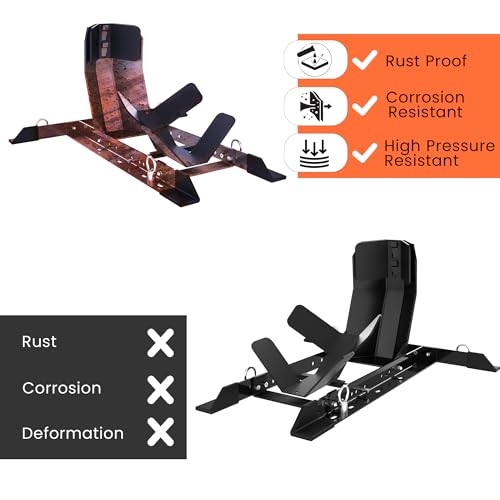 GRAND PITSTOP Universal Wheel Chock for Motorcycle Stand for Trailer Completely Adjustable Detachable Foldable Wheel Chock (Black)