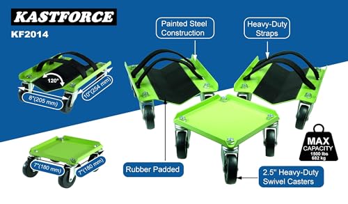 Snowmobile Dolly Heavy Duty Carries up to 1500 lbs (682 kg) V-Slide with 2.5” Nylon Swivel Casters Rubber Pad Protecting Skis and 2 Pairs of Heavy Duty Straps Firmly Attaching on Skis KF2014