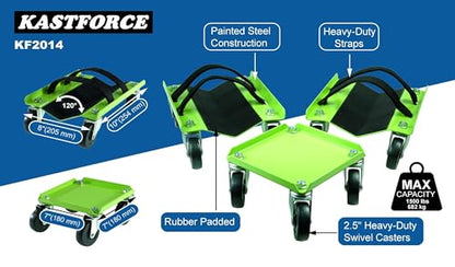 Snowmobile Dolly Heavy Duty Carries up to 1500 lbs (682 kg) V-Slide with 2.5” Nylon Swivel Casters Rubber Pad Protecting Skis and 2 Pairs of Heavy Duty Straps Firmly Attaching on Skis KF2014