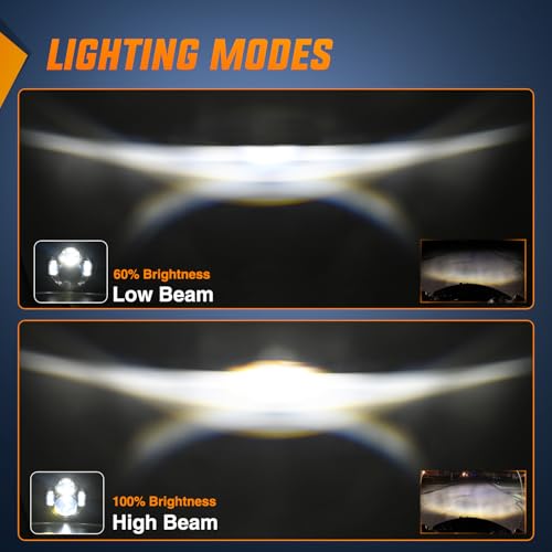 Nilight 5-3/4 5.75 Inch Motorcycles LED Headlight Compatible with Harley Davidson Sportster Iron 883 Dyna Street Bob Super Wide Glide Low Rider Night Rod Train Softail, Chrome - color: 5.75Inch LED Headlight Chrome