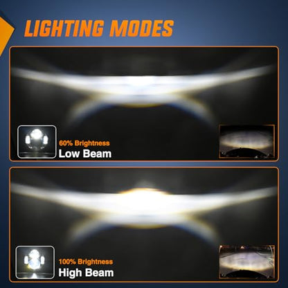 Nilight 5-3/4 5.75 Inch Motorcycles LED Headlight Compatible with Harley Davidson Sportster Iron 883 Dyna Street Bob Super Wide Glide Low Rider Night Rod Train Softail, Chrome - color: 5.75Inch LED Headlight Chrome