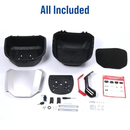 Japard Motorcycle Top Case 42L Daily Rear Tail Box Trunk, Lockable Storage Carrier, Waterproof Universal Mounting for Helmet Luggage (Silver White) - color: Silver White