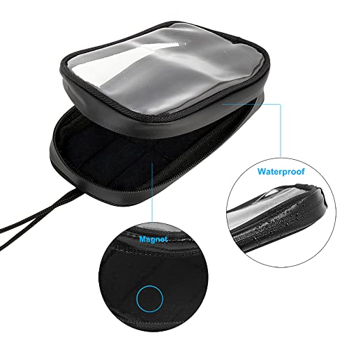 X AUTOHAUX Universal 7 Inch Magnetic Tank Bag Phone Holder Case Saddlebag Faux Leather Waterproof for Motorbike
