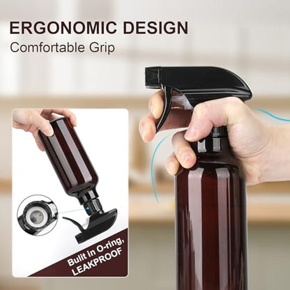 Spray Bottles 16.9oz Plastic Spray Bottle for Hair Mist/Stream Heavy Duty Empty Spray Bottles for Cleaning Solutions, Plants (16.9oz-Brown) - color: 16.9oz-Brown