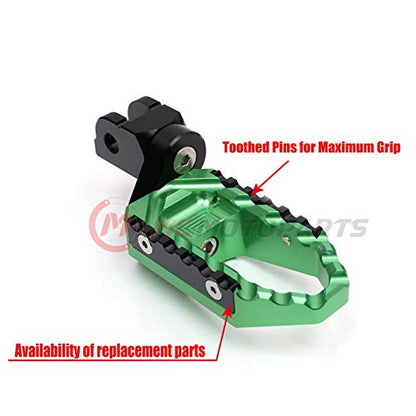 MC MOTOPARTS Green Front Wide Touring 25mm Extended Footpegs Compatible with MT-07 MT-09 Tracer 13-18 YZF R3 15-18 MT-10 - color: Green, size: 25mm Extension