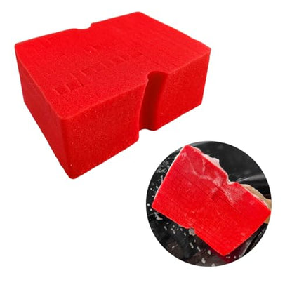 Car Wash Sponge, Large Scratch-Free Cross Cut Sponge for Soap and Rinseless Washing, Durable Ultra Soft Foam Grid Extra Absorbent Car Cleaning Sponge Pad, Car Accessories (Red) - color: Red