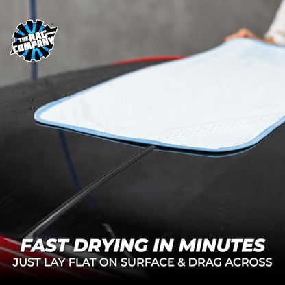 The Rag Company Dry Me A River, Professional Korean 70/30 Blend Microfiber Waffle-Weave Drying & Detailing Towels, Soft Suede Edges, 390 GSM, 20x40 Inches, Light Blue, 2-Pack - color: Light Blue, size: 20in x 40in