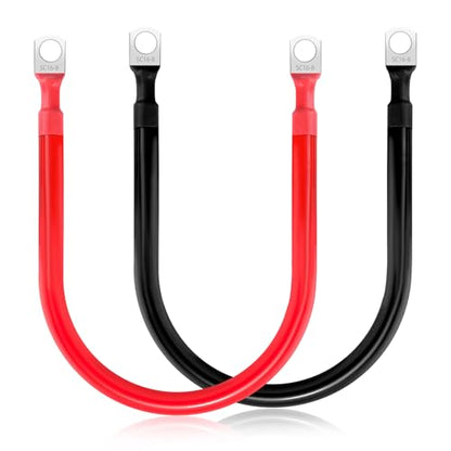 6 AWG Battery Cable 2 Pcs, 11.8 Inch Battery Cables with M8 Ring Terminals, Marine Batterys Cables Pure Copper, Batterys Ground Cable for Motorcycle, Car, Truck, Rv, Boat - size: M8/11.8INCH/6AWG
