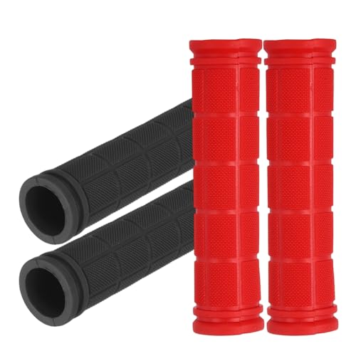2 Pair Soft Rubber Handlebar Grips, Bicycle Handlebar Grips Bike Handle Bar Wrap Non-Slip 4.5 Inch - Fitting for Mountain Bikes/Road Bicycles/Scooter - color: Black/Red