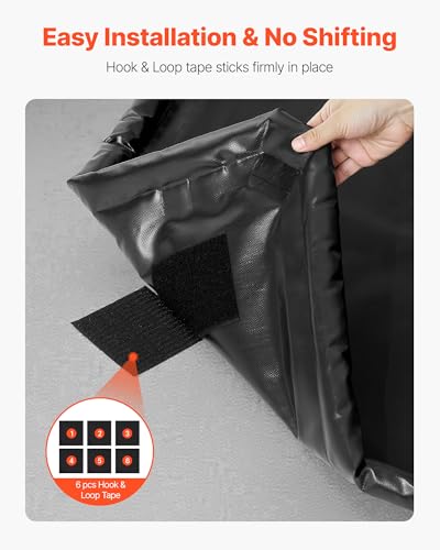 VEVOR Containment Mat, 7 ft 9 in x 16 ft, Non-Slip PVC Garage Floor Mat with a Cleaning Squeegee, Heavy Duty Durable Waterproof Containment Protection from Snow, Rain and Mud for Cars Parking, Black - size: 7 ft 9 in x 16 ft