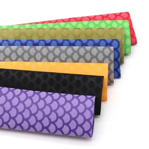 Fish Scale Pattern Heat Shrink Sleeve Wrap Fishing Bulding Handle Cork Rod Grip with Non Slip Waterproof and Insulation 1 Meters 8 Color 6 Size Choice Durable Repair (Purple, 1M-45MM) - color: Purple, size: 1M-45MM