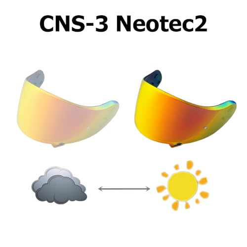 Neotec 2 Helmet Visor Replacement.CNS-3 Motorcycle Helmet Shield UV Protection Compatible with Neotec 2 (Photochromic Revo Red) - color: Photochromic Revo Red