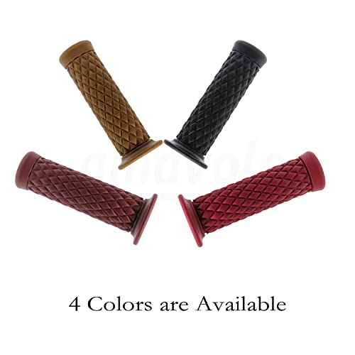 Motorcycle Handles Grips - Non Slip Rubber Motorcycle Grips for Harley Honda Yamaha Suzuki Kawasaki Brown (Brown)