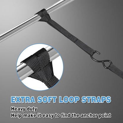 EXVITAL Tie Down Straps with Hook Cam Buckle Straps 1" x 12’ 1200lbs Break Strenght with Extra Soft Loops for Motorcycle, Kayak, ATVs, Dirt Bike, Truck, Car Black 2 Pack - size: 1"x12'x2